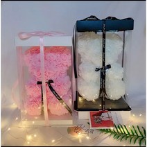 [레터링+케이스+LED조명] 로즈베어 장미곰 장미곰돌이 이벤트꽃 장미꽃인형 프로포즈 발렌타인데이 화이트데이 빼빼로데이 특별한날 결혼 입학식 졸업식 기념일 크리스마스 선물_쯔야코드, 하트베어-화이트+레드[하트레터링+선물케이스+LED조명]