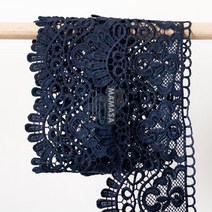 프리미엄 자수 원단 레이스 펀칭 천 치마 리폼 면 줄 의류 웨딩 부재료 스커트 밑단 DIY, 네이비컬러91cm