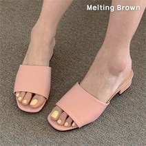 로즈블로썸 멜팅브라운 여성 토오픈 뮬슬리퍼 통굽 로우힐 9color (8249316)