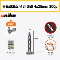 유니카 논프라피스 냄비머리 4x25mm 200p 나사 못 칼블럭X 콘크리트 석고 타일 앙카 직결 타공