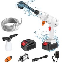 무선 고압 세차기 세차건 강력 구리 브러시리스 모터 5 in 1 압력 세척기 자동차 물총, UK Double battery
