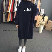 JUST FEEL!NG맨투맨 롱 원피스 추동 맨투맨 원피스 롱 라지 여성 300근 루즈 여성 기모