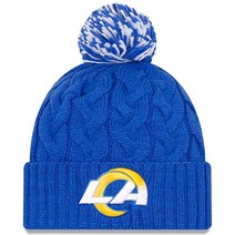 New Era 여성용 NFL 공식 코지 케이블 니트 커프 폼 비니 모자 애리조나 카디널스 레드, One Size, Los Angeles Rams Blue