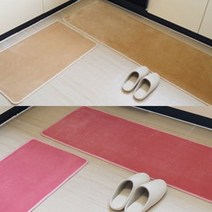 주방 욕실 화장실 현관 부드러운 완충 발매트 세트 40 x 60cm + 50 x 160cm 2장 라이트브라운 / 핑크, 라이트브라운 40 x 60cm + 50 x 160cm