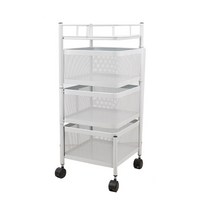 회전선반(사각) 3단 화이트 인테리어 수납장 주방 욕실