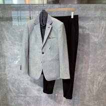 남자 쓰리피스 셋업 예복 장레식 맞춤 수트 정장 키작은남자 겨울 영국 스타일의 스트라이프