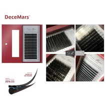 Decemars 속눈썹연장 타원형 납작모 무광 밍크 검정색 16줄 인조 가속눈썹, 1개, 0.20 mm B컬 11 mm