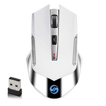 VEGCOO 무선 마우스 C31 충전식 마우스 지능형 힌트 라이트가 있는 기계식 무소음 컴퓨터 마우스 2.4G USB 수신기 3단계 DPI 6개의 버튼 데스크톱/노트북용
