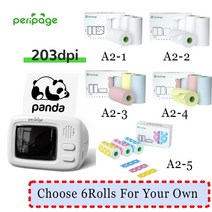 샤오미 포토프린터 Peripage 무선 HD A2 포켓 사진 휴대용 블루투스 프린터 향수 미니 열 라벨 스티커 메, 09 A2-6Rolls-Custom