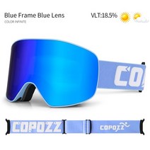 보드 고글 스포츠 스키 안경 COPOZZ- 남녀 공용 더블 레이어 UV400 큰 스노우 스케이트, [02] blue frame