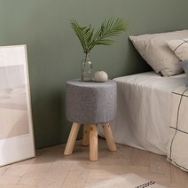 삼익가구 [삼익가구]파트라 원형 원목 스툴 화장대 의자, 라이트그레이