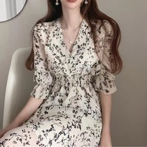 [워니쇼룸](지금입는원피스)잔꽃반팔원피스 O042001 봄코디 여성스러운 디자인 페미닌룩 나들이룩 하늘하늘 쉬폰원피스 데이트룩