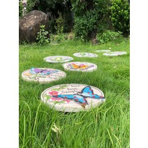 인테리어 정원 디딤돌 형광 조경석 마당 화단 장식품 야외 가드닝 소품 조형물, 단일사이즈, 흰나비