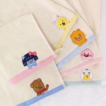 카카오프렌즈 (무염) 리틀프렌즈 고리수건 어린이집 유치원 학교 교회 카페 사무실 개업 생일 답례품, 튜브(민트);선물상자(완포장)