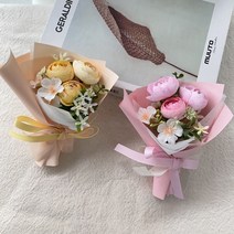 더 라넌큘러스 플라워 납골당 꽃다발 큐방부착식 2p, 옐로우 + 핑크