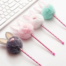 토끼인형 볼펜 귀여운펜 생일선물, 블랙