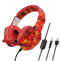 깊은 베이스 Led 라이트 용 이어폰 HD 마이크 포함 PC PS4 PS5 Xbox One 3D 서라운드 사운드 헤드셋, [07] Flame red  For PS4