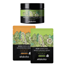 엘라코코 [5매+5매+워시오프팩 세트] 노니 인리치드 워시오프팩 마스크시트 마스크팩, 1set, 1set