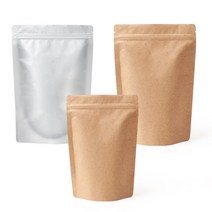 크라프트 은박 스탠딩 지퍼백 파우치 100p 커피 선물 소분 원두 중형, 우리지퍼백 (은박코팅 대 100p)