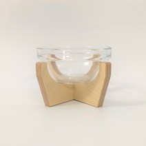 누스NOUS 누스 live edge01 강아지 고양이 수반 식기 식탁 그릇 애견 애묘, 1세트, 강화유리투명(높이12.3cm)