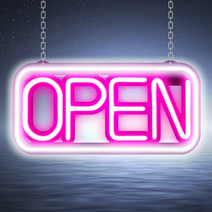 LED보드나라 영업중 오픈 실리콘OPEN LED보드 LED간판 오픈 24시 약국 네온 사인 보드 카페간판 미니간판 전광판, A-4_사각 핑크화이트 보드