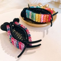 PKFARM 무지개 퍼플 컬러 똥머리 고정 집게핀 헤어핀 1+1