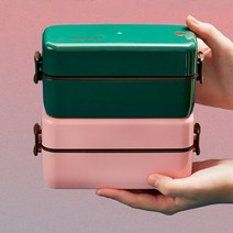 직장인 어린이 초등 도시락 통 2단 밀프랩 다이어트 런치박스 수저세트포함, 1000ml, 옐로우