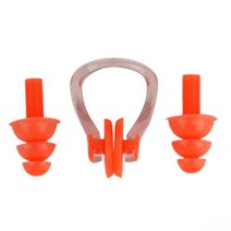 수영 용품 코 클립 귀마개 한 벌 물 방지 장비 실리콘 방수 막힘 이어버드, [03] orange