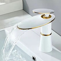 수림바스 라운드 폭포수 원홀 세면수전 세면대 골드 화이트 블랙 무광실버 욕실수전 수전교체 수도꼭지, 엔틱블랙