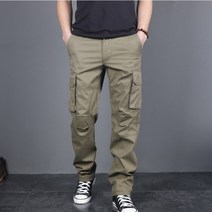 라라티와이 남성 캐주얼 멀티 포켓 편안한 작업복바지 면바지