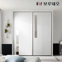 보루네오 10cm 미라클 슬라이딩 작은방 붙박이장 5자 6자 7자, 화이트은경10cm