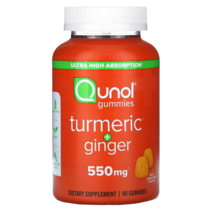 Qunol 튜메릭 강황 진저 생강 구미젤리 리치감귤 550mg 90정, 1병