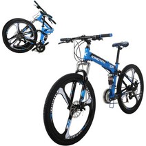 EUROBIKE 26인치 접이식 산악 자전거 21단 풀 서스펜션 MTB 성인용 디스크 브레, Mag-Blue