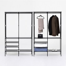 자취생 싱글족 원룸가구 심플 간이옷장 2단 미니멀라이프, 블랙