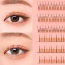 (단품100모/브라운)붙이는 셀프속눈썹 언더래쉬 가닥 인조 자연스러운속눈썹 데일리속눈썹 붙이기 재료, 블링 V타입 8-9-10-11-12mm, 1개