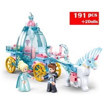 레고호환 버스 디즈니 냉동 안나 엘사 공주 캐리지 말 빌딩 블록 키트 벽돌 클래식 영화 모델 키즈 소녀 완구 어린이 선물 용품, 상자 없이4