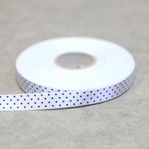 백색-곤색 작은하트-공단리본 25mm 10마