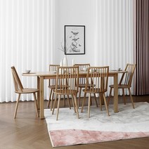 오크 Q2형 커브식탁/테이블 세트 : 화이트오크 1800, 없음