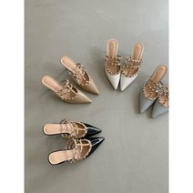 페이브 스터드 스트랩 슬리퍼 뮬힐 4color 찡 에나멜 블로퍼 데이트룩 하객룩 fave