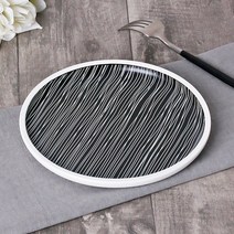 군마블랙 원형 스테이크 접시 19.5 플랫 디저트 도자기 파스타 브런치 케이크 돈까스 그릇