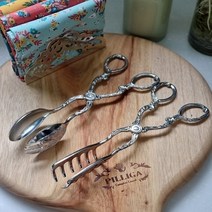 엔틱 실버 샐러드 집게 쿠키 집게 파스타 집게 삼각 집게