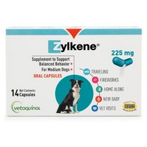 Vetoquinol Zylkene 카밍 반려견 반려묘용 225mg Calming Natural Milk Protein 14캡슐, 1개