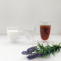 룰루홈 이중 내열 유리 컵 더블윌 글라스 홈카페, 350ml