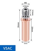 프린터 부품 3D V5AC ES6 티타늄 합금 공급 튜브 파이프 1.75mm 필라멘트 목 히트 브레이크 핫 엔드, [04] 10pcs, [01] V5AC-1