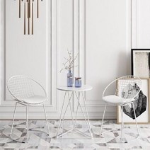 북유럽 1인 2인 티테이블세트 원목 원형 소형 카페 부부테이블 모던 의자 인테리어, C. 화이트 테이블 + 화이트 의자 2