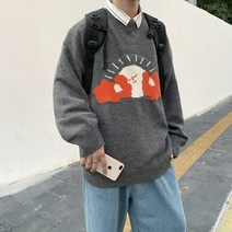 라운드니트 가을겨울 스웨터 남자 와이드 루즈핏 캐쥬얼 트렌드 멋진 이너 풀오버 후드 퍼 2609048836