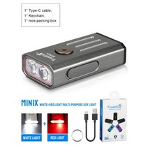Trustfire Minix 미니 EDC 손전등 키 체인 320LM 365nm Uv 램프 레드 라이트 TypeC USB 충전식 다채로운 선물 2 모드 Led 토치, gray wihte and RED_리튬 폴리머 배터리