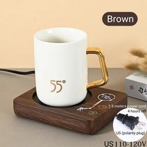 머그워머 머그컵 인덕션 스마트 커피 컵 워머 전기 가열 코스터 우유 차 물용 3 단 기어 온도 설정 타이밍 오프 머그 워밍 패드, 9.brown  US