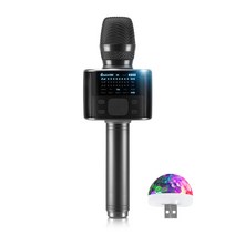 미라클엠 블루투스마이크 M100 DSP 파워출력 미러볼 포함, 블랙