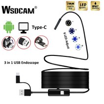 산업용배관내시경 엔도스코프 wsdcam 7mm usb ip67 방수 6led 검사, 3.5m, 부드러운 와이어